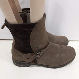 Womens 6172-237 FH17 Brown Leather Zip Mid Calf Round Toe Winter Boots Size 7.5 alternative image