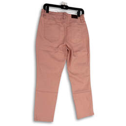Womens Pink Denim Medium Wash Pockets Stretch Straight Leg Jeans Size 10 alternative image