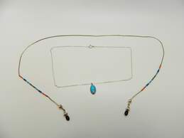 925 Wheeler Manufacturing & Southwestern Turquoise Coral Jewelry & Eyeglasses Chain 23.6g alternative image