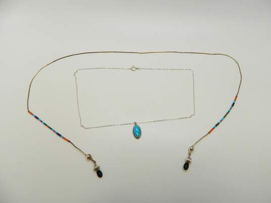 925 Wheeler Manufacturing & Southwestern Turquoise Coral Jewelry & Eyeglasses Chain 23.6g image number 2