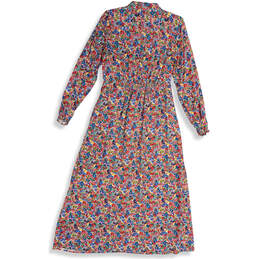 NWT Womens Multicolor Floral Spread Collar Tie Waist Long Shirt Dress Sz 6 alternative image