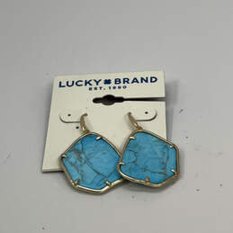 Designer Lucky Brand Gold-Tone Blue Turquoise Stone Classic Drop Earring alternative image