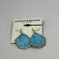 Designer Lucky Brand Gold-Tone Blue Turquoise Stone Classic Drop Earring image number 2
