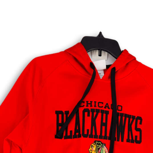 Mens Red Chicago Blackhawks Long Sleeve Pullover Hoodie Size Medium 38-40 image number 3