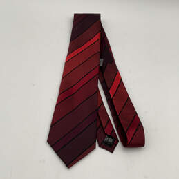 NWT Mens Red Black Vermont Striped Silk Keeper Loop Adjustable Necktie