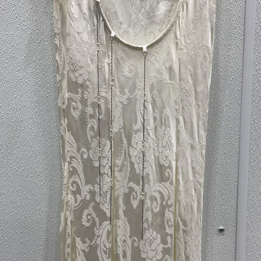 Womens Ivory Beaded Scoop Neck Sleeveless Pullover Maxi Dress Size 10 image number 4