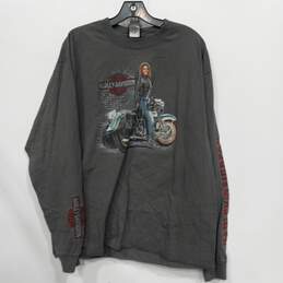 Harley Davidson Gray Long Sleeve Multicolor Desert Wind Graphic T-Shirt Size XL