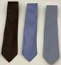 NWT Mens Blue Brown Geometric Silk Adjustable Designer Neckties Lot Of 3 image number 3