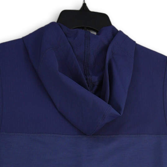 Mens Blue Sleeveless Drawstring Hooded Activewear Full-Zip Vest Size M image number 4