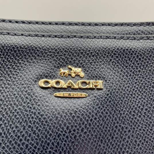 Coach Womens Dark Blue Leather Magnetic Charm Double Handle Tote Bag Purse image number 5