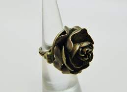2 Rustic Artisan Sterling Silver Rose Rings 10.9g alternative image