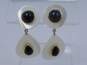 Elegant 14K Yellow Gold Onyx & Mother of Pearl Drop Earrings 7.1g image number 2