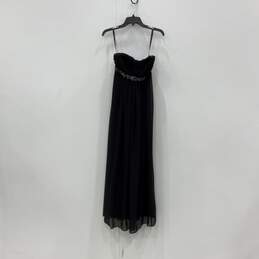 Womens Black Beaded Sleeveless Strapless Back Zip Long Maxi Dress Size 2