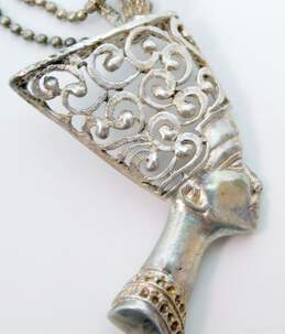 Sterling Silver Nefertiti Head Pendant Necklace 33.6g alternative image