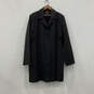 Womens Black Long Sleeve Collared Front Zipped Pockets Overcoat Size XL image number 1