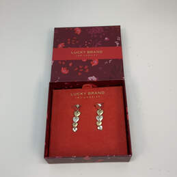 Designer Lucky Brand Two-Tone Fashionable Hearts Drop Earrings With Box
