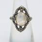 925 Marcasite Mother Of Pearl & Onyx Necklaces Ring & Earrings 28g image number 3