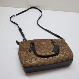 COACH Signature F27580 Mini Kelsey Khaki/Brown Satchel Crossbody Bag Handbag