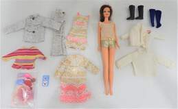 Vntg 1960s Barbie Casey Doll Red Hair TNT Rooted Lashes In Original Swimsuit W/ Extras