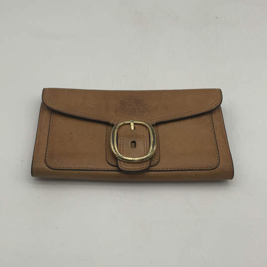 Womens Brown Leather Various Credit Card Slots Buckle Bifold Wallet image number 1