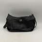 Womens Black Leather Zip Inner Pockets Buckle Detachable Strap Shoulder Bag image number 1