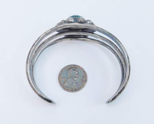 Southwestern Artisan 925 Sterling Silver Chunky Malachite Cuff Bracelet 41.7g image number 3