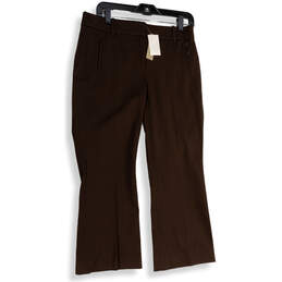 NWT Womens Brown Flat Front Zipped Pockets Straight Leg Ankle Pants Size 6