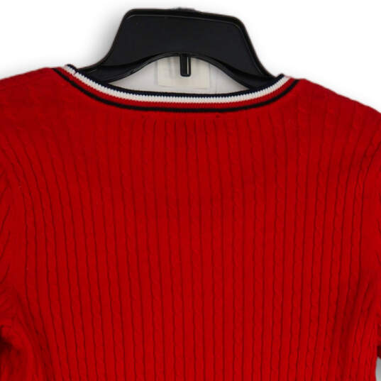 NWT Womens Red Knitted Round Neck Long Sleeve Pullover Sweater Size S image number 4