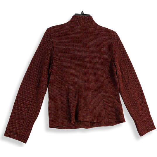 Womens Red Long Sleeve V-Neck Button Front Tweed Jacket Size XS image number 2