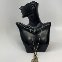 Designer J. Crew Gold-Tone Fashionable Rhinestone Tasseled Pendant Necklace alternative image