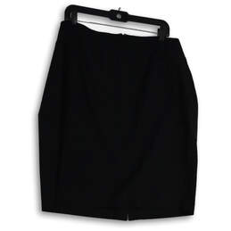 Womens Black Flat Front Back Zip Knee Length Straight & Pencil Skirt Sz 20