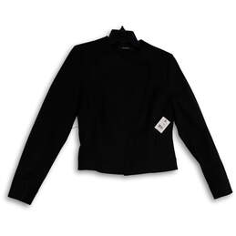 NWT Womens Black Long Sleeve Asymmetrical Full-Zip Cropped Jacket Size 6