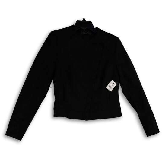 NWT Womens Black Long Sleeve Asymmetrical Full-Zip Cropped Jacket Size 6 image number 1