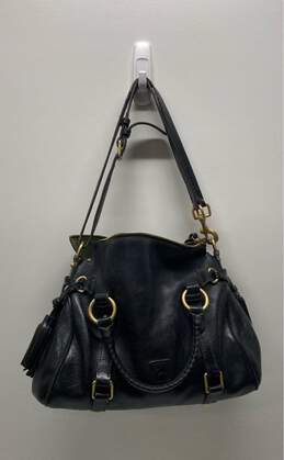 Dooney & Bourke Florentine Black Leather Shoulder Satchel Bag
