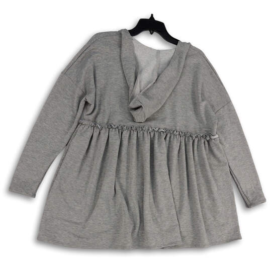NWT Womens Gray Heather Long Sleeve Hooded Peplum Blouse Top Size Small image number 4