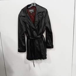 Wilsons Leather Black Leather Belted Jacket Men's Size L