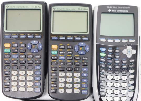 Lot of 5 Texas Instruments Graphing Calculators TI-83 TI-83 Silver Edition image number 2