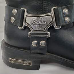 Milwaukee Men's Classic Harness Black Leather Motorcycle Boots Size 11D alternative image