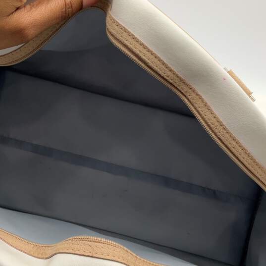 Estee Lauder Womens White Tan Double Handle Zipper Mini Tote Duffle Bag image number 5