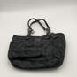 Womens Black Monogram Print Leather Chain Double Handle Strap Tote Bag image number 1