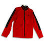 Womens Red Black Mock Neck Long Sleeve Full-Zip Track Jacket Size Small image number 1