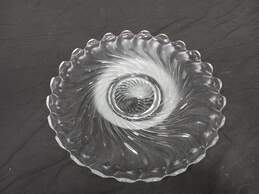 Vintage Round Swirl Clear Glass Serving Platter