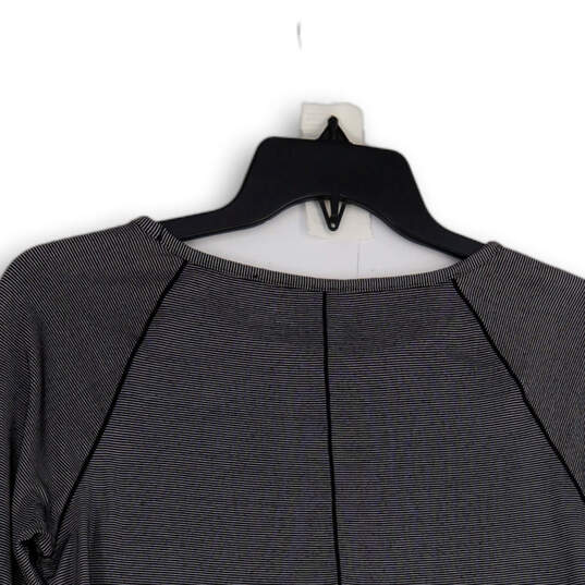 Womens Black Shanti Micro Pinstripe Long Sleeve Activewear T-Shirt Size M image number 4