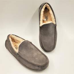 Ugg Ascot Slippers Grey Suede Leather Shearling Driving Shoes 1101110 Men's Size 10