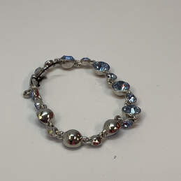 Designer Givenchy Silver-Tone Blue Stone Clasp Fashionable Chain Bracelet alternative image