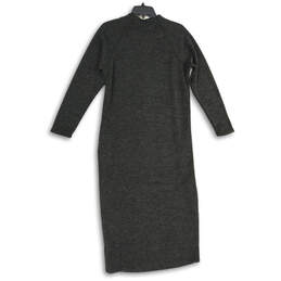 NWT Womens Black Ribbed Mock Neck Long Sleeve Sweater Dress Size Small alternative image