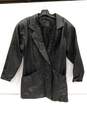 Men's Black Leather Coat Size 38 image number 1