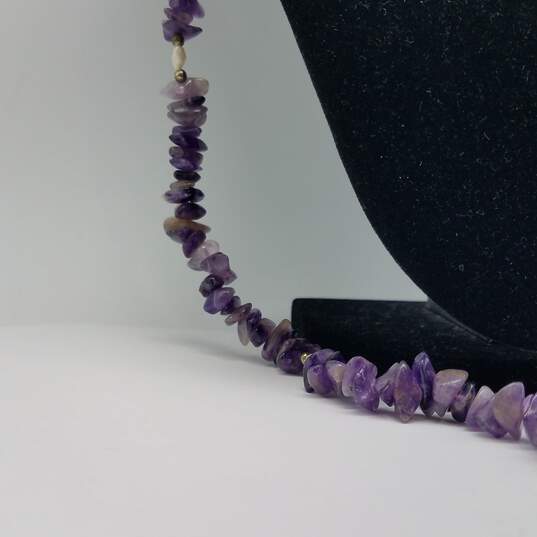 Sterling Silver Amethyst Nuggets FW Pearl Endless 31 Inch Necklace 90.0g image number 8