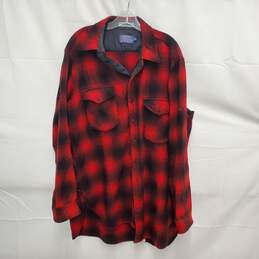 VTG Pendleton MN's Red & Black Plaid Flannel Shirt Size XL -LONG