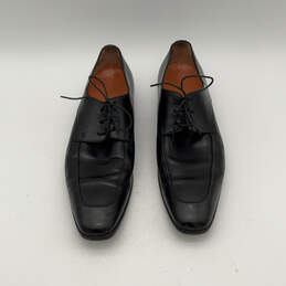 Mens 2605 Black Leather Apron Toe Low Top Lace Up Derby Dress Shoes Size 10